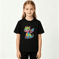 thumbnail image 2 of Cute Magical Dragon Girls Graphic Tee, Colorful Rainbow Fantasy 100% Cotton Kids Short Sleeve T-Shirt, 2 of 5