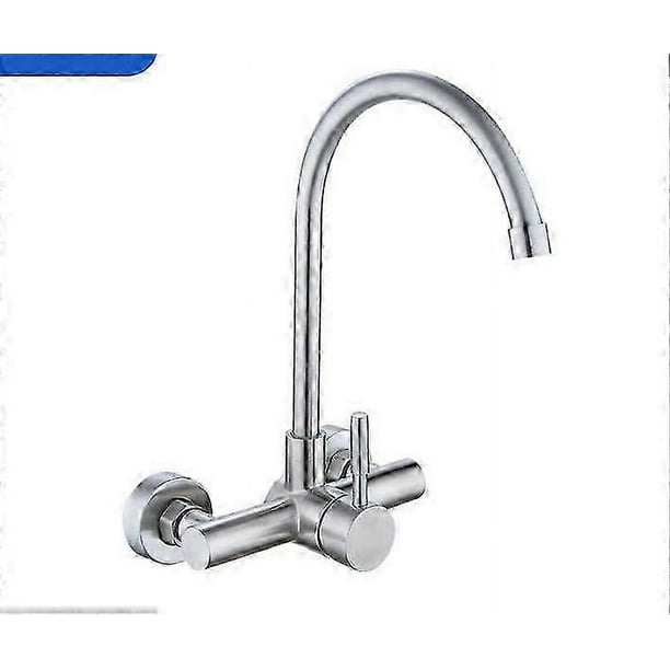 Grifos de cocina de pared giratorios de 360 grados con rociador, mezclador de agua fría y caliente para fregadero.