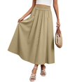 thumbnail image 6 of Amkhujs Flowy Skirts for Women Elastic High Waist Elegant Long Skirt with Pockets Casual Going Out Summer Skirt,Khaki,XXL, 6 of 8