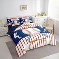 thumbnail image 3 of Feelyou Baseball Gaming Twin Bedding Sets 7-Piece, Red Blue Lines Bedding Comforter Set, 3 of 8