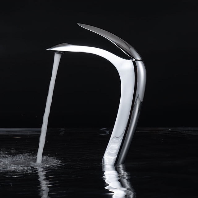 Grifo Monomando Llave Para Lavabo Fregadero Baño Lujo Plata