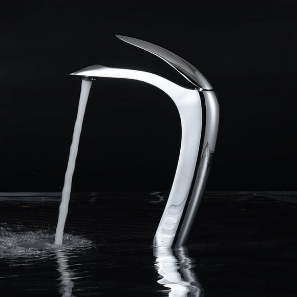 Grifo Monomando Llave Para Lavabo Fregadero Baño Lujo Plata