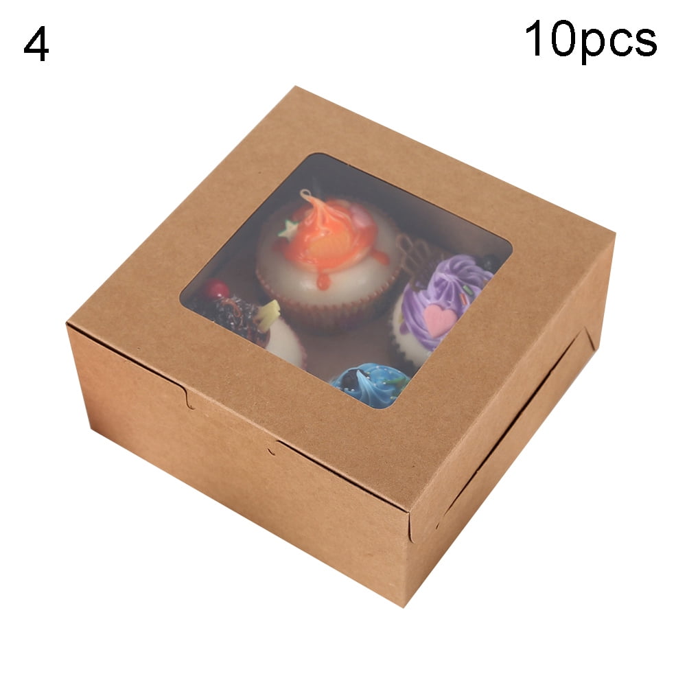 Yesbay Cupcake Box 10Pcs Kraft Paper Cupcake Box Bakery Cake Container with Insert Display