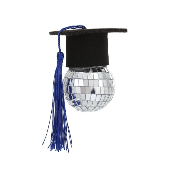 Disco Graduation Decor 4PC- Sparkling Mirror Ball Doctoral Hats With Tassel, Mini Plastic & Glass Grad Decor, Table Centerpieces Suitable For Party Decorations Unisex