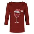 thumbnail image 6 of Christmas Shirts for Women Rhinestone Wine Glass Shirt Womens Tunic Tops 3/4 Sleeve Round Neck Casual T Shirt Holiday Party Outfits, 6 of 6
