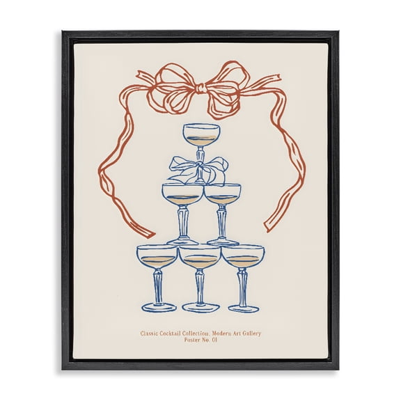 Stupell Industries Mid-Century Classic Cocktail Tower Black Floating Frame Canvas Art, 17 x 21, by The Prints Vibe