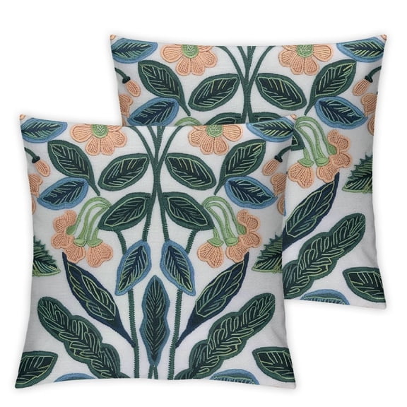 nygtbtfer Decorative Pillowcases Pack of 2 with Embroidered Throw Pillow Covers Pillow Cushion Cases Home Decor Square Floral Pillow Case White