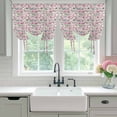 thumbnail image 4 of Vintage Pink Flower Tie Up Curtains for Windows, Adjustable Balloon Window Shades, Spring Floral Leaves Pastoral Birds Plants Kitchen Window Treatments Farmhouse Short Curtains 42"x45", 4 of 8