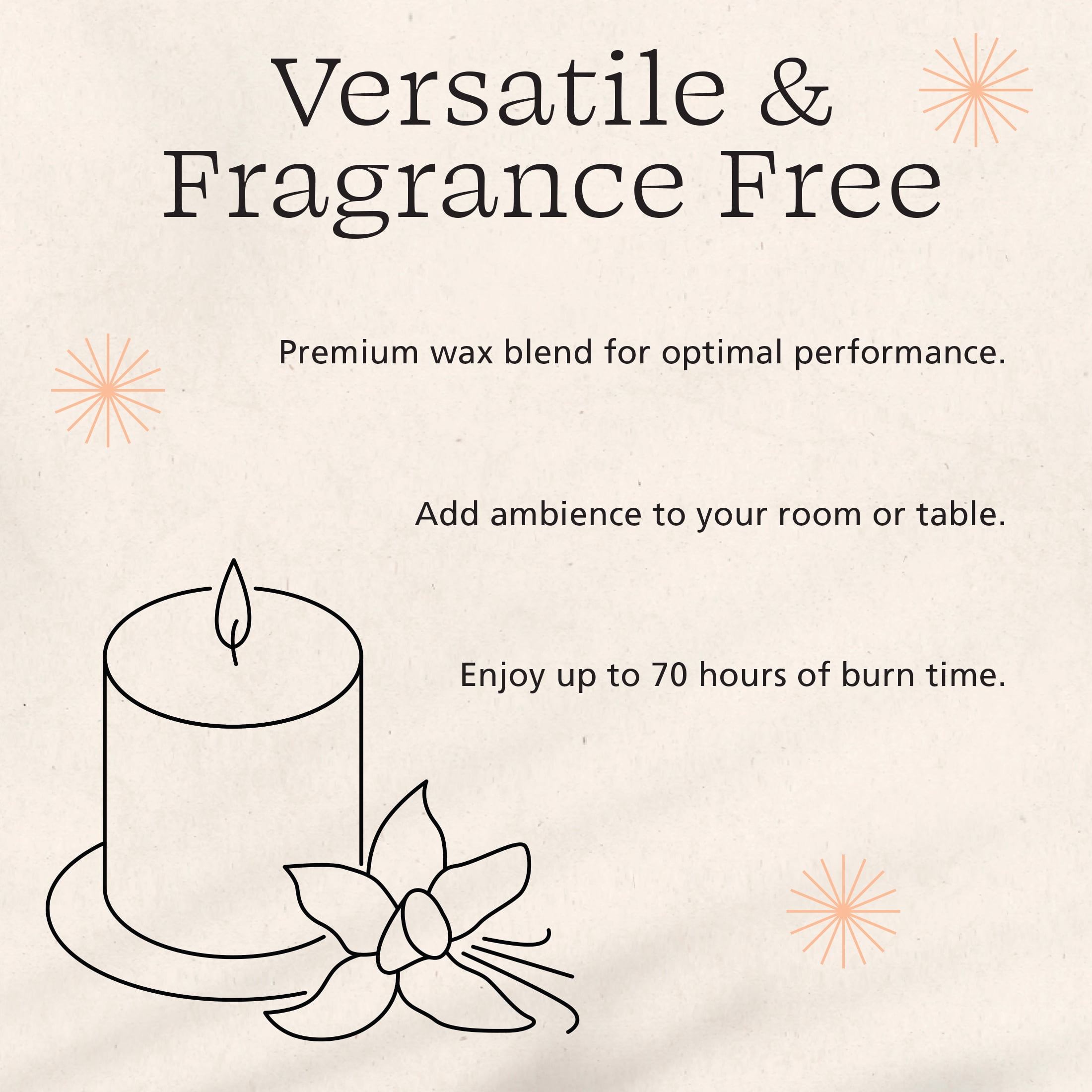 Mainstays Single Wick 3" x 6" Pillar Candle, Unscented, Ivory, 3 Pack