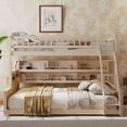 thumbnail image 4 of Twin XL over Queen Bunk Bed with Integrated Shelving, Color-Changing Lights & Pegboard for Bedroom,Beige, 4 of 26