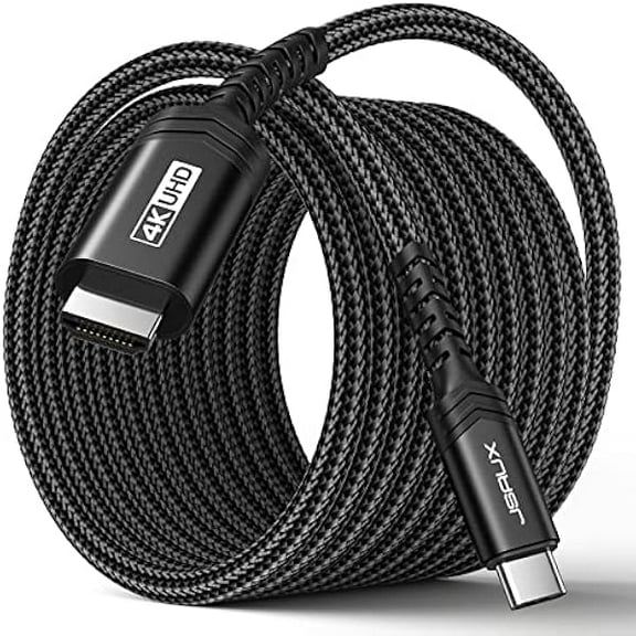 USB C to HDMI Cable 6.6ft | 4K@60Hz USB 3.1 Type C to HDMI 2.0 Cord, (Thunderbolt 3/4 Compatible) with iPhone 16/16 Plus/16 Pro/16 Pro Max, MacBook Pro/Air, Galaxy S8 to S23, iPad Pro,iMac-Black