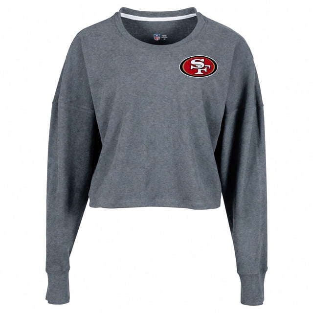 Sudadera Crop Top NFL para Mujer Manga Larga y Cuello Redondo 49 ers Oxford Talla G