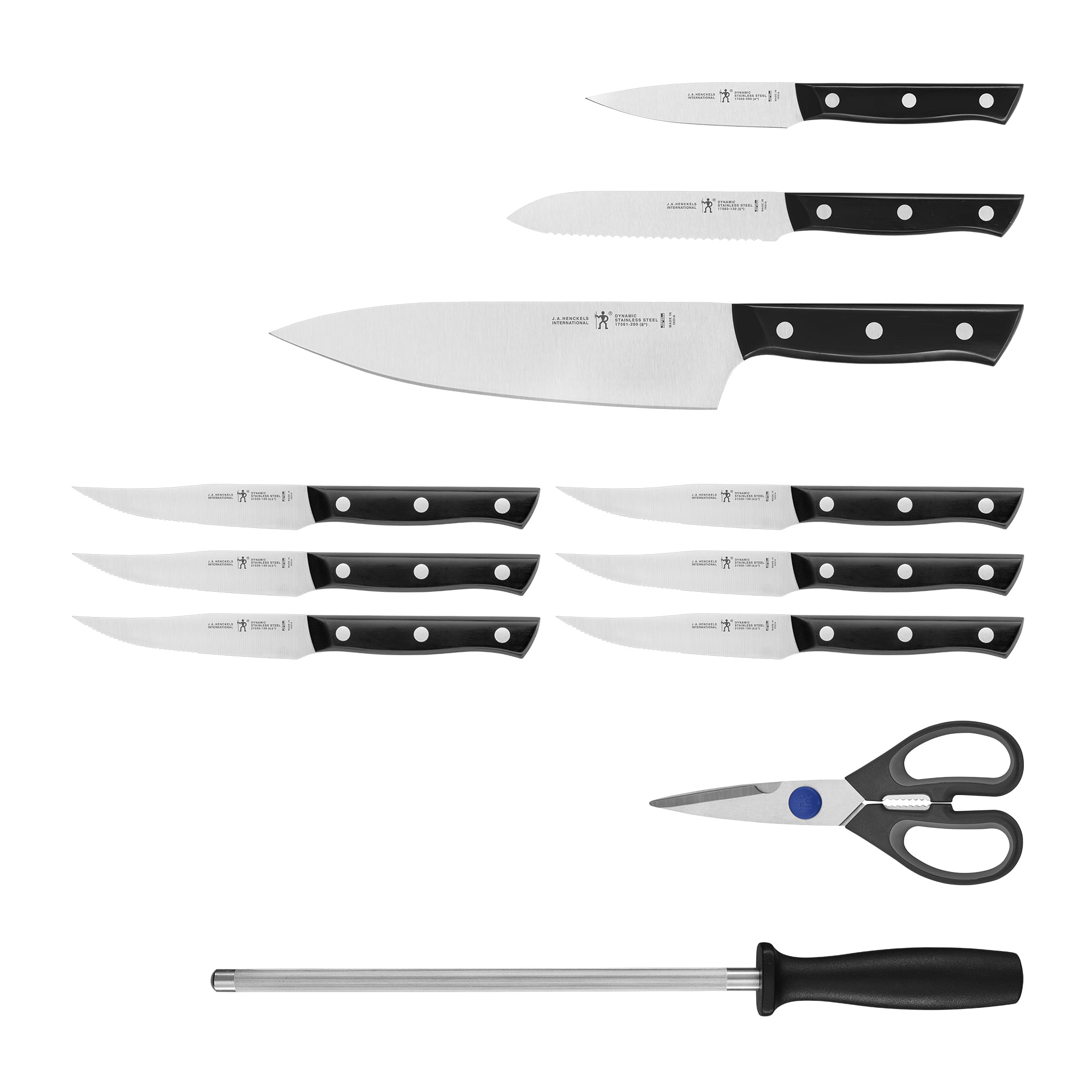 J.A. Henckels Dynamic Fine Edge Cutlery Wood Block 18-Pc. Kitchen Knives Set