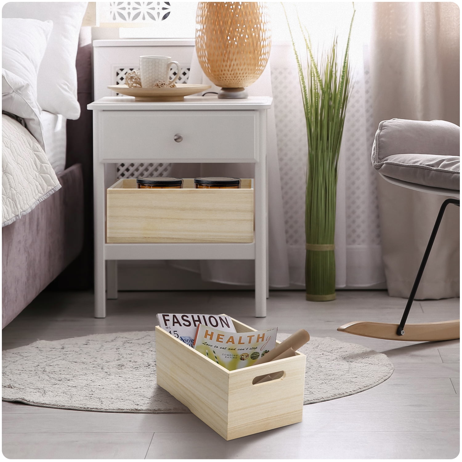 Sorbus Wooden Box for Pantry Cabinet Organizer, Natural, 3 Count