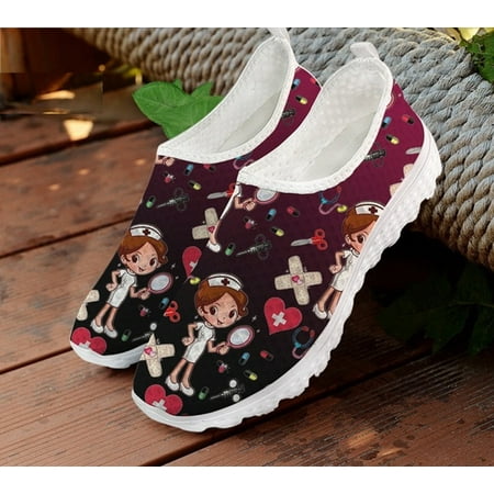 

Luxury Designer Summer Loafers Women Casual Shoes Flats Nurse Shoes Woman Surgical Nursing Medical Pattern Mesh Ladies Sneakers