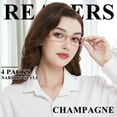 thumbnail image 2 of WEMOOTANTS 4 Packs Champagne Reading Glasses 5.0 for Women Narrow Rectangle Readers with Spring Hinges, 2 of 6