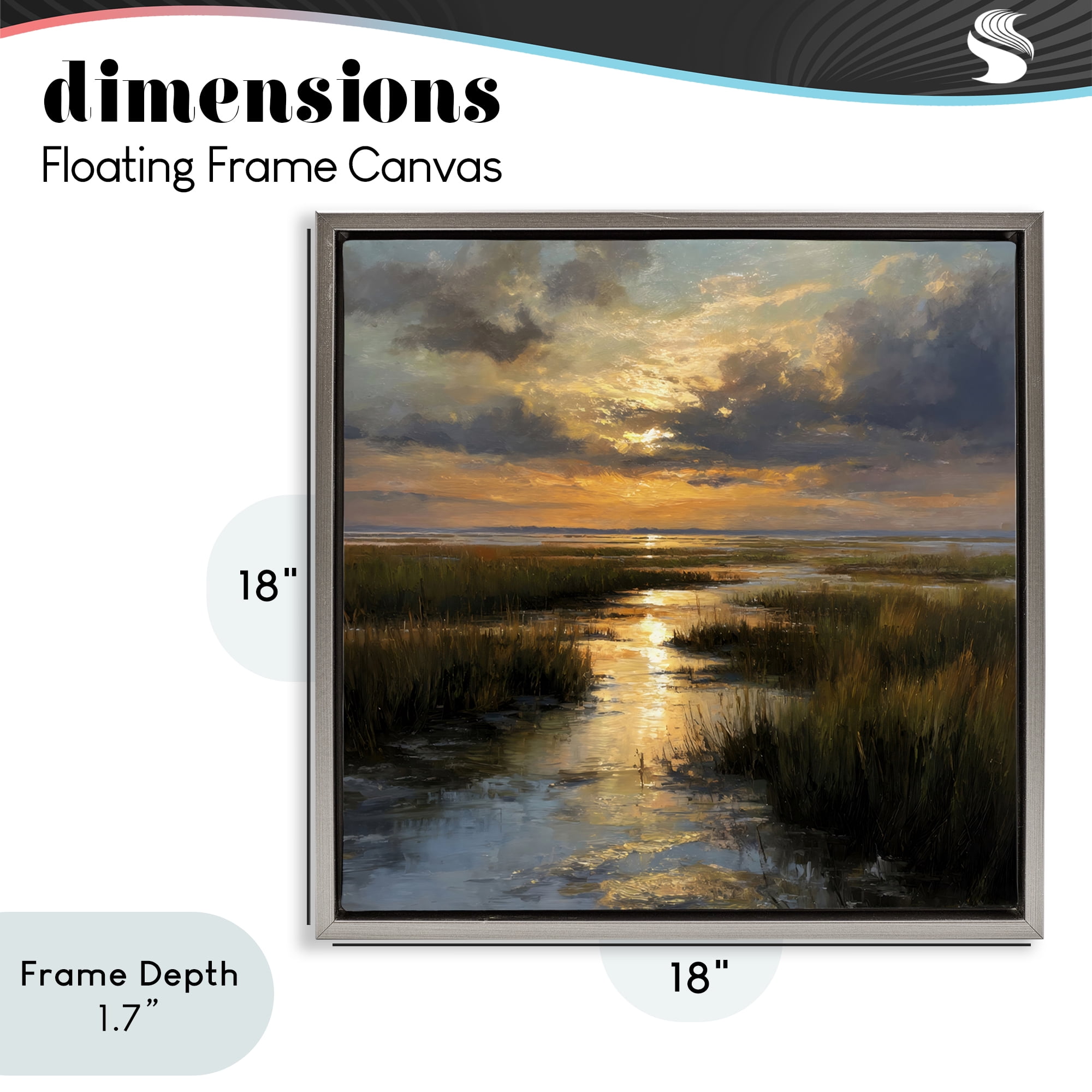 Stupell Industries Sunset Over Marshland Gray Framed Floater Canvas Wall Art, design by Petal Prints Design