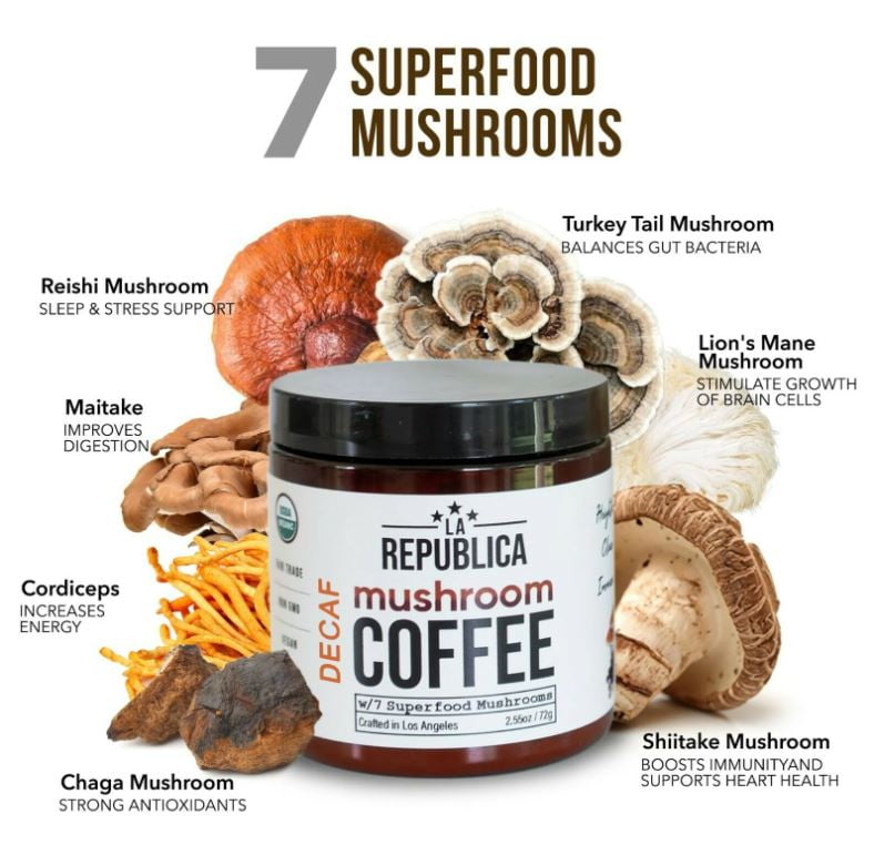 La Rublica Coffee, Coffee Decaf Mushroom 7 Super 2.120 oz