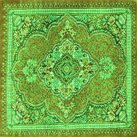 Ahgly Company Indoor Square Persian Green Traditional Area Rugs, 7' Square