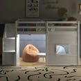 thumbnail image 4 of Twin Size Loft Bed with Storage Staircase and Window, With LED Light, White, 4 of 10