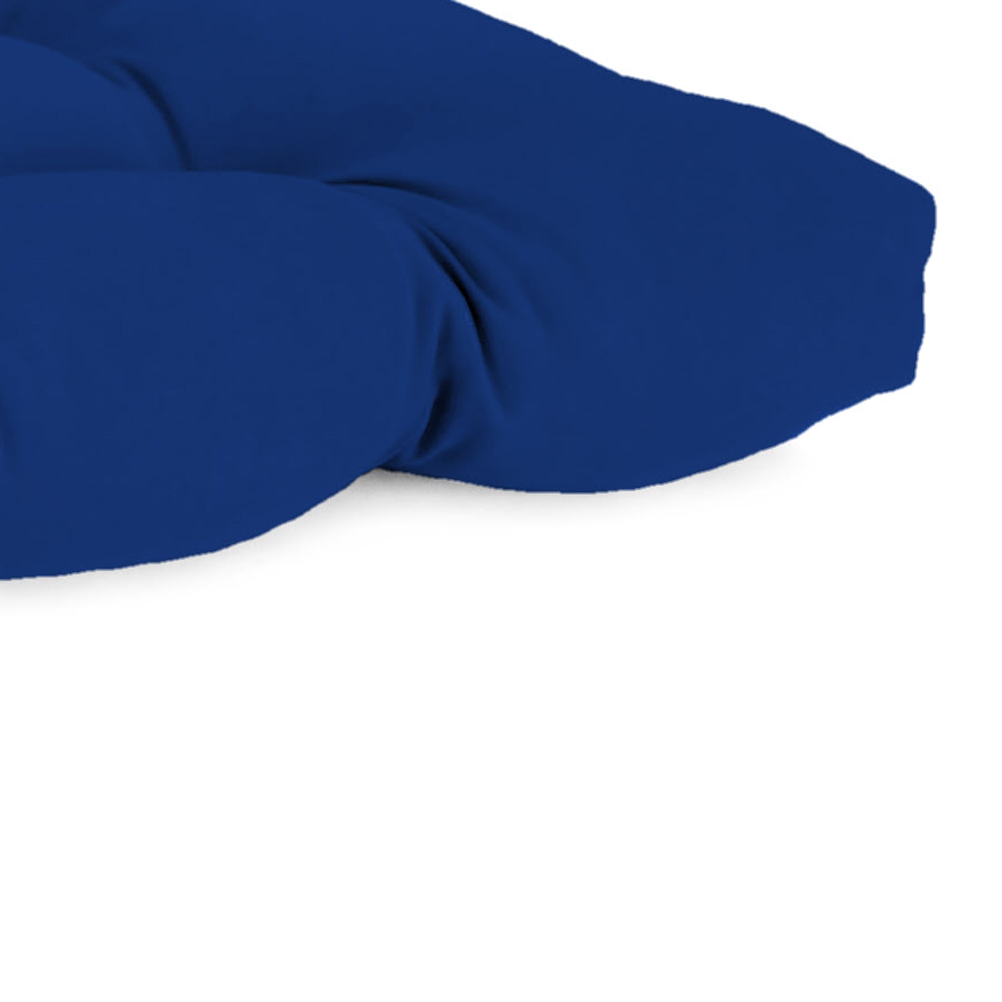 Jordan Manufacturing 43" x 19" Canvas Cobalt Blue Solid Rectangular Tufted Outdoor Wicker Settee Bench Cushion with Rounded Back Corners