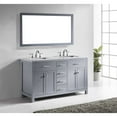 thumbnail image 4 of Caroline 60" Double Bath Vanity in Cashmere Gray with White Marble Top and Square Sinks with Polished Chrome Faucets with Matching Mirror, 4 of 5