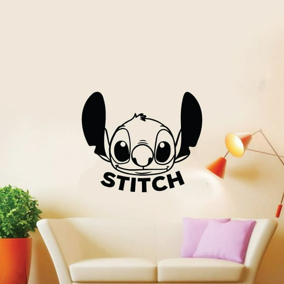 Stitch Cute Smile Face Lilo and Stitch Disney Cartoon Wall Sticker Art Decal for Boys Girls Room Bedroom Kindergarten Nursery House Fun Home Decors Stickers Wall Art Vinyl Decoration Size (8x10 inch)