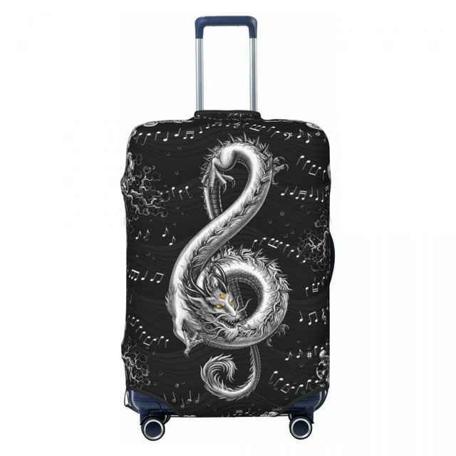 Custom Black And Gold Dragons Travel Luggage Cover Elastic Japanese Wave Suitcase Cover Protector Fit 18-32 Inch