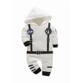thumbnail image 2 of StylesILove Baby Toddler Boy Long Sleeve Astronaut Cotton Onesie Hooded Romper Cosplay Party Halloween Jumpsuit Outfit (6 Months, White - Long Sleeve), 2 of 8
