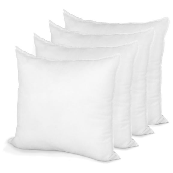 Drevy Pillow Insert 10" x 10" Polyester Filled Standard Cover (4 Pack)