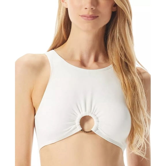 Michael Kors Essentials Solid Cropped Bikini Top White XS