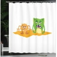 thumbnail image 3 of Ambesonne Comic Shower Curtain, Whimsical Alien Monsters Fun, 69"Wx84"L, Marigold Lime Green, 3 of 4