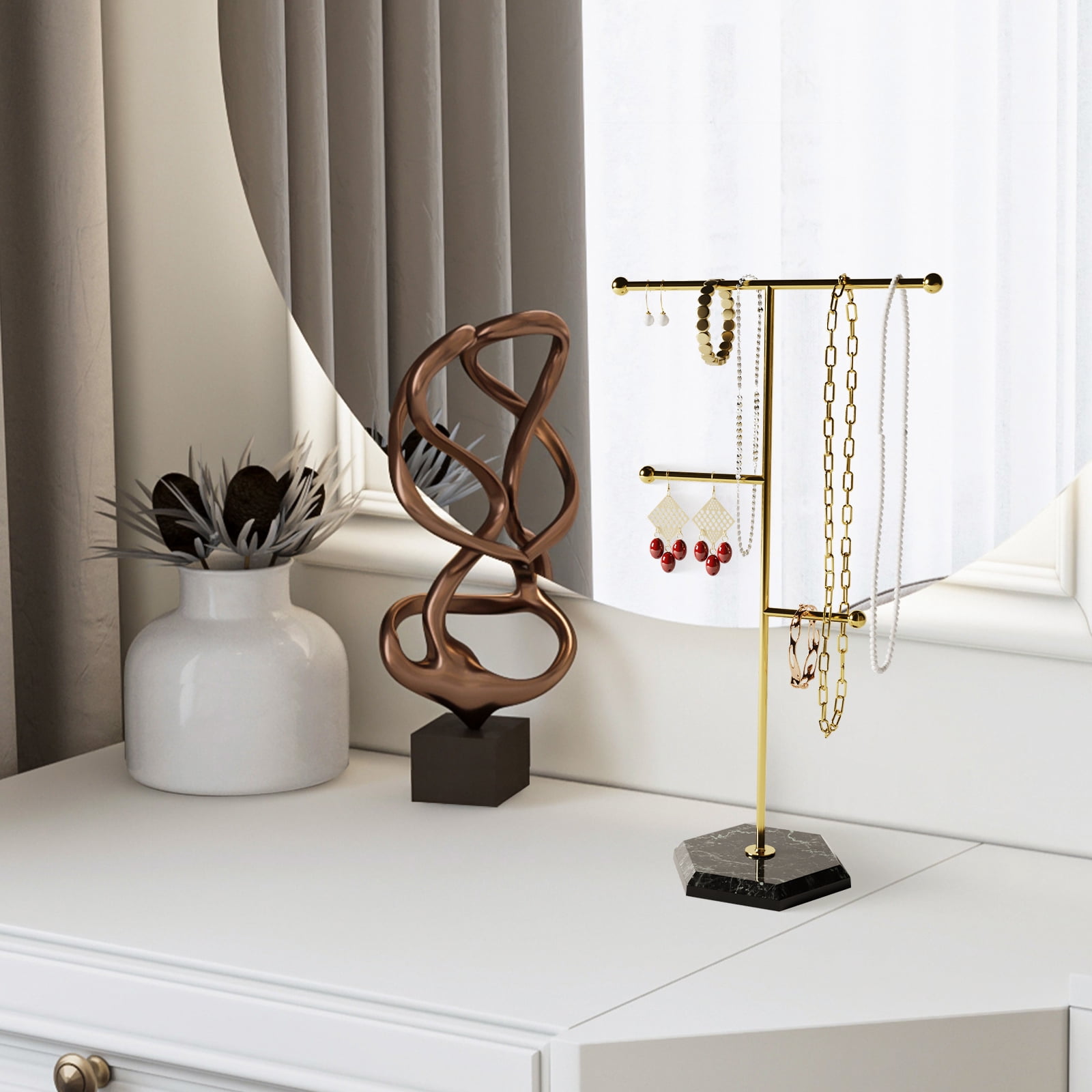 Segolike Jewelry Stand Display Jewelry Display Rack Hanger Jewelry Organizer for Jewelry Hooks Jewelry Store Shopping Mall Gold