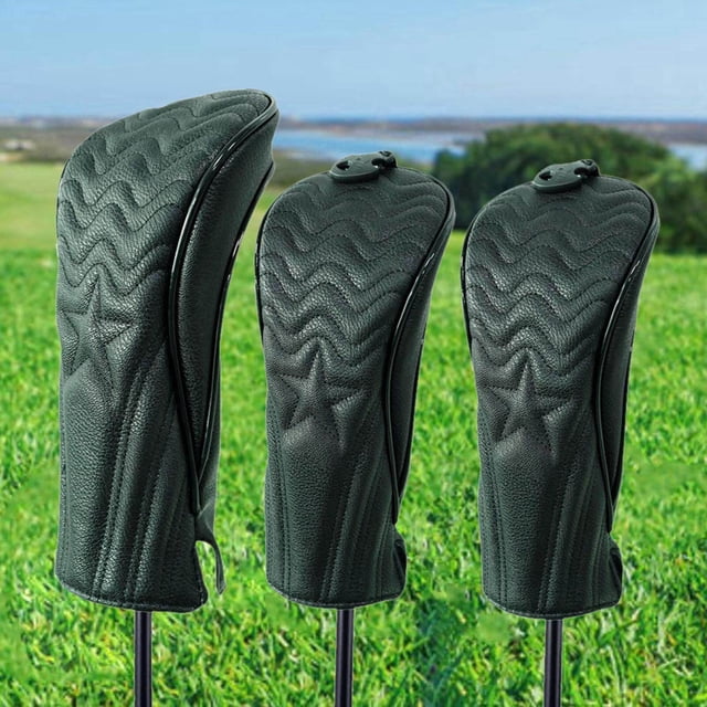 3 Pcs Waterproof Golf Wood Headcover Drivers Covers Interchangeable Number Tag Fairway Club Cover