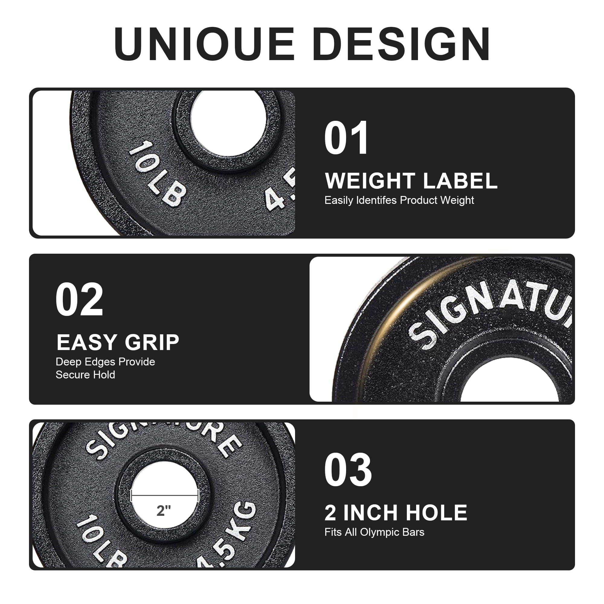 BalanceFrom Deep Dish Olympic Weight Plates, 2-Inch Cast Iron with E-Coating, for Strength Training, Powerlifting, and Home Gym，Multiple Weight Options Available