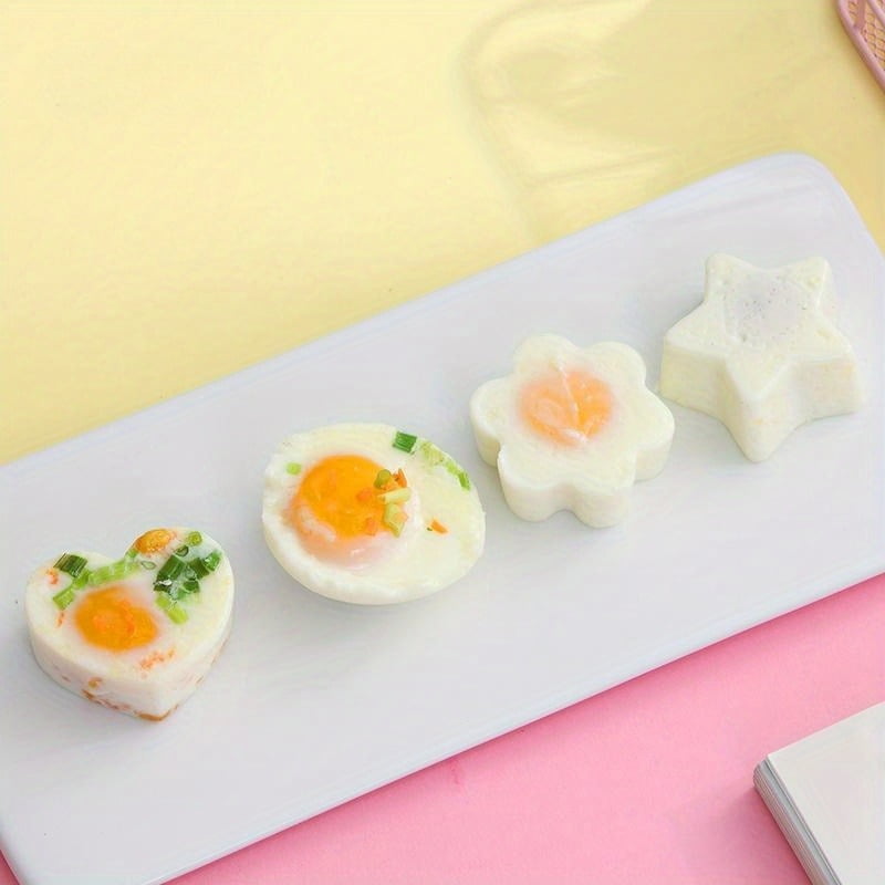Boiled Egg Maker, 4Pcs Plastic Egg Cooker Boiler Pudding Mold with Oil Brush, Non‑stick Boiled Egg Cooker, Poached Egg Cups, Fast Poaching Egg for Breakfast, Eggs Kitchen Gadgets