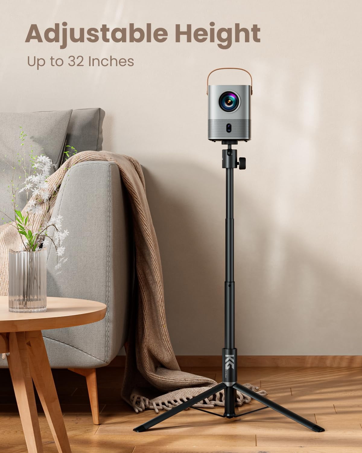 KraftGeek 32" Portable Projector Stand with Ball Head, Compatible with Projectors with 1/4" Screw