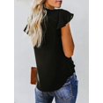 thumbnail image 4 of Casual 3/4 Manches Cloche V Col Imprimé Bouton Bas Manches Courtes Blouses Chemise, 4 of 6