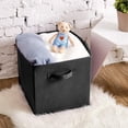 thumbnail image 4 of EZOWare Set of 4 Foldable Fabric Basket Bins, Collapsible Storage Organizer Cube 10.5 x 10.5 x 11 inch for Nursery, Playroom, Kids, Living Room - Black, 4 of 9