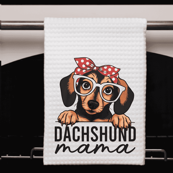 Dachshund Mama Decorative Kitchen Towel, Dog Lover Gift, 16x24 Waffle Weave by Versatility