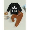 thumbnail image 2 of Bagilaanoe 2PCS Toddler Baby Boy Long Pants Set Letter Print Long Sleeve Sweatshirt Pullover Tops + Drawstring Sweatpants 1T 2T 3T 4T 5T 6T Kids Casual Sweatsuits, 2 of 8