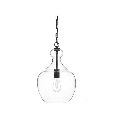 

Bakerston 1-Light Matte Black Hanging Pendant with Clear Glass Shade