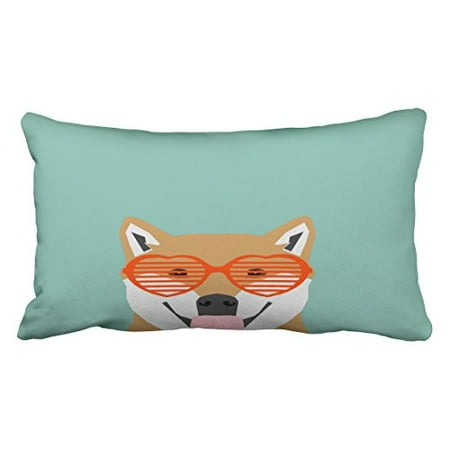 Winhome Decorative Shiba Inu Glasses Dog Cute Shiba Inu Puppy Gifts Pillow Case Size 20x30 Inches Two Side