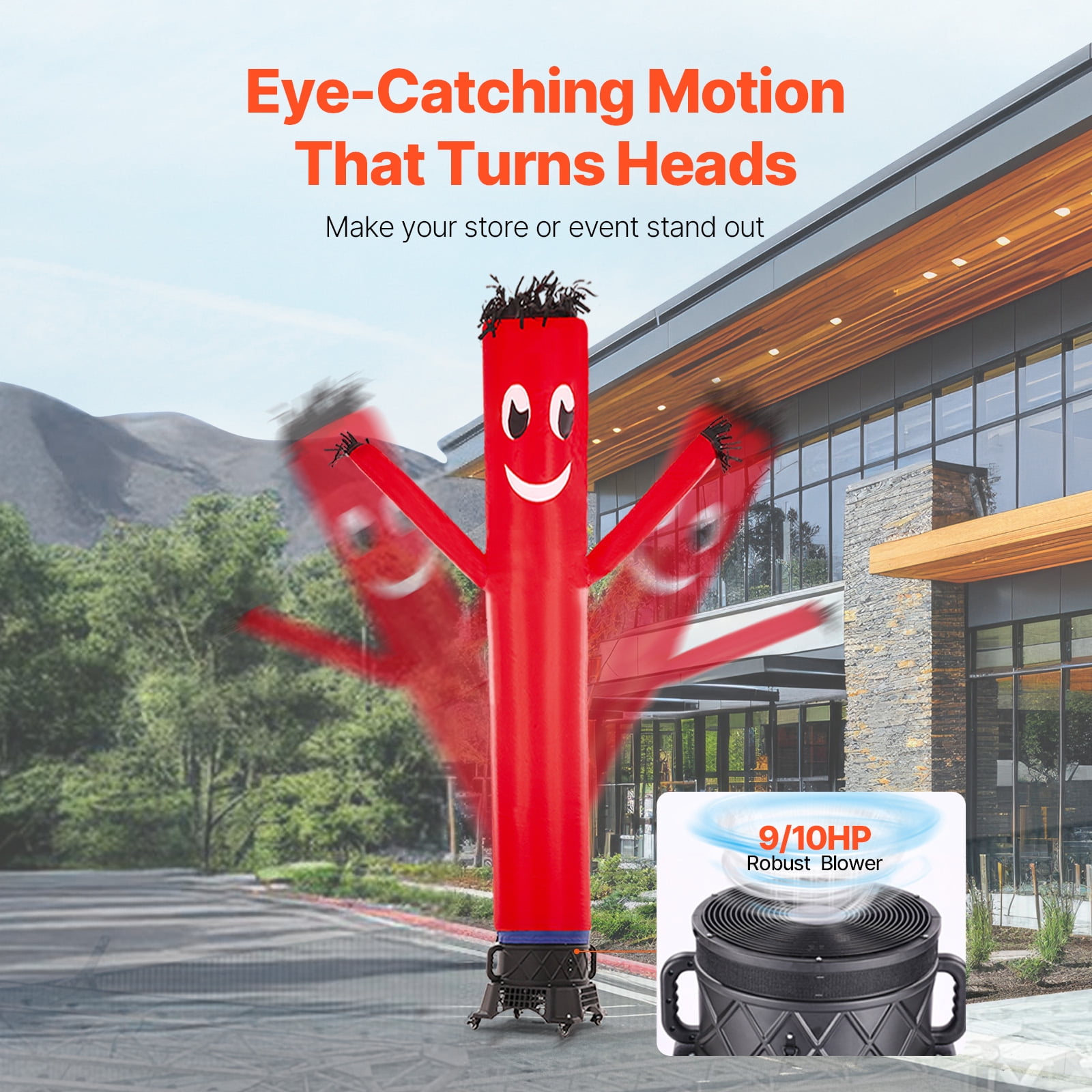 KFFKFF Air Inflatable Performers Kit, 10 ft Tall, Unique Inflatable Dance Character with 9/10 HP Fan, PP Enclosure IPX3 Water-Proof Blower, Perfect for Outdoor Business Shop Event Advertising