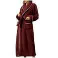thumbnail image 2 of Lilgiuy Womens Solid Bandage Robe Bathrobe Gown Pajamas Long Sleepwear Pocket Waistband+Belts for Morning and Evening Activities, 2 of 5