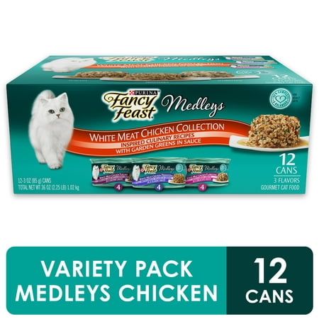 (12 Pack) Fancy Feast Medleys White Meat Chicken Recipe Collection Wet Cat Food, 3 oz. (Best Natural Canned Cat Food)