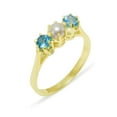 thumbnail image 1 of LBG British Made 10k Yellow Gold Cultured Pearl & Blue Topaz Womens Anniversary Ring - 33 size options - Size 11.5, 1 of 6