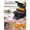 thumbnail image 3 of Waffle Maker, 𝟏𝟒𝟎𝟎𝐖 𝐃𝐨𝐮𝐛𝐥𝐞 Belgian Waffle Iron 180° Flip, 8 Slices, Rotating & Nonstick Plates, Removable Drip Tray Easy Cleaning, Cool Touch Handles, Space Saving Storage, Black, FOHERE, 3 of 9
