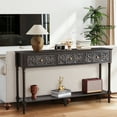 thumbnail image 4 of Wirrytor Vintage Light Grey Console Table with 2 Drawers for Narrow Entryway, Modern Sofa Table for Living Room, Narrow Sofa Table with Open Storage Shelf, Hallway Table and Couch Table Behind Sofa, 4 of 7