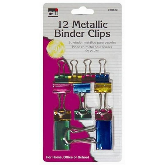 Binder Clips 12/Pkg-Assorted Metallics